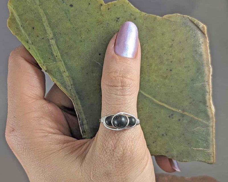 Shungite Wire Wrapped Ring 1pc (Custom Sizes)