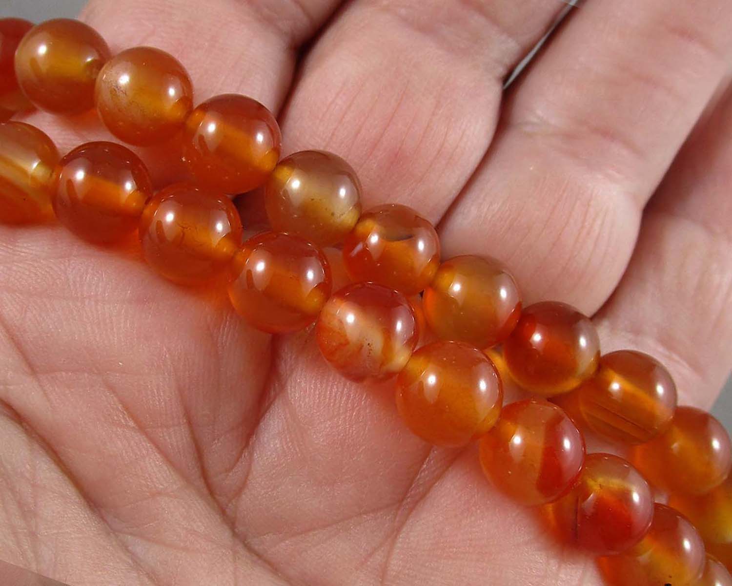 Etched Carnelian Beads Strand main image 1