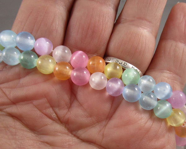 Selenite Beads Round 6mm Mixed Pastel Colored C113