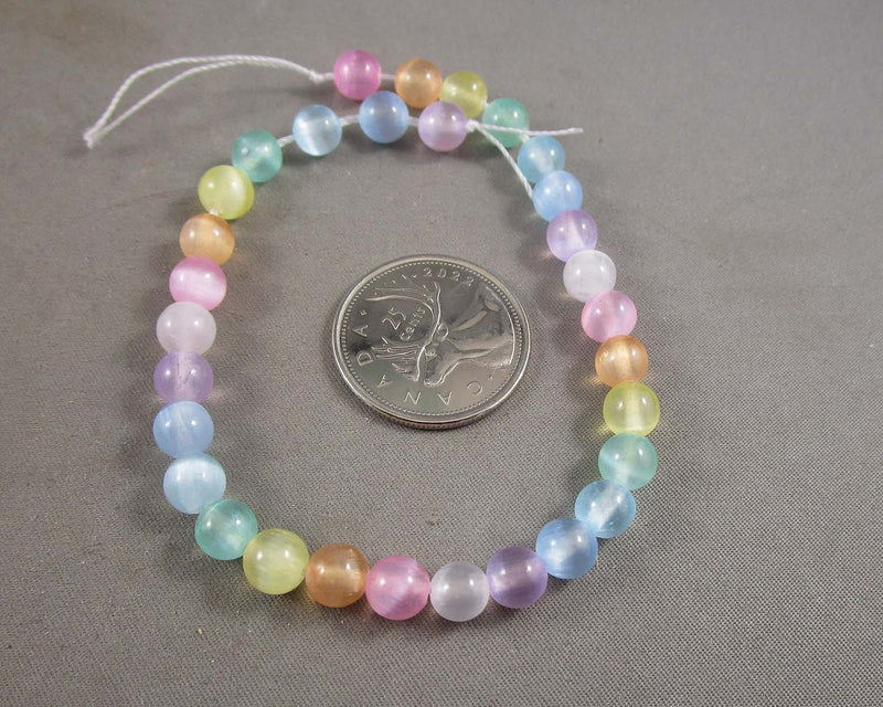 Selenite Beads Round 6mm Mixed Pastel Colored C113