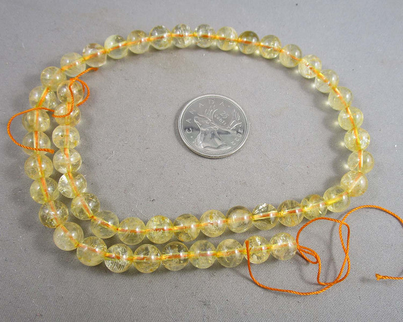 Citrine (Color Enhanced) Beads Round Various Sizes