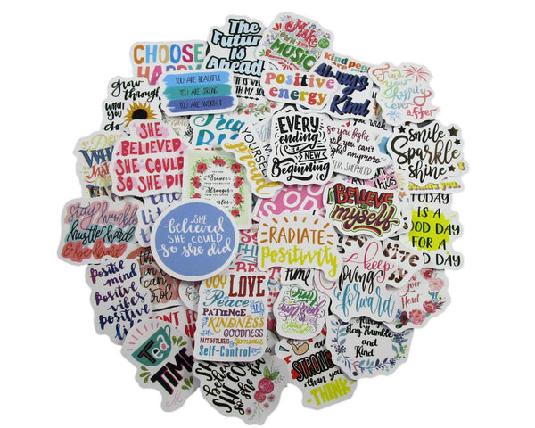 Inspirational Quotes Sticker Pack - Waterproof PVC Stickers 50pc J232
