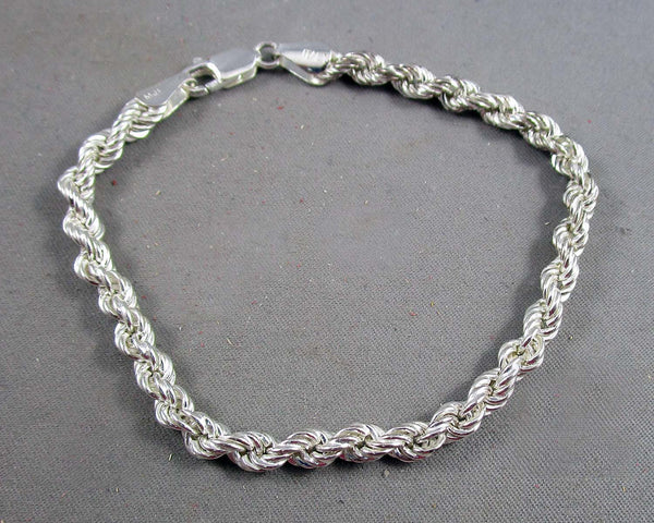 4mm Rope Chain Bracelet Sterling Silver 925 1pc B001-2