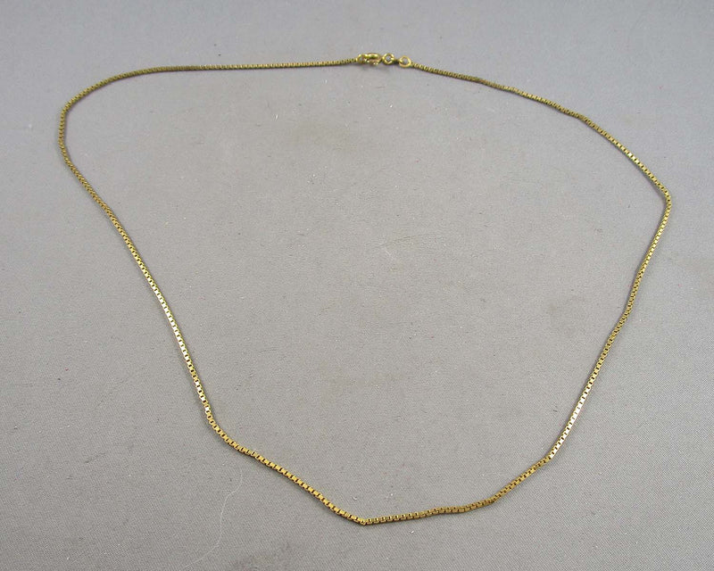 1mm Box Chain 18" Gold Plate over Sterling Silver 925 (Vintage) 1pc B032-4