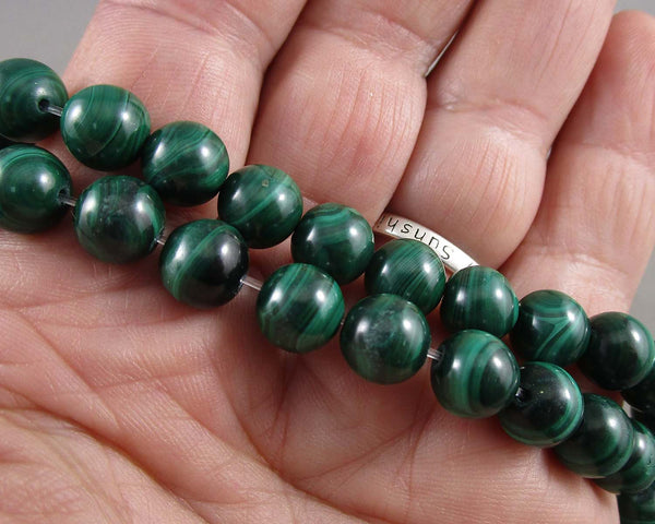Green Malachite Loose Beads Round Various Sizes