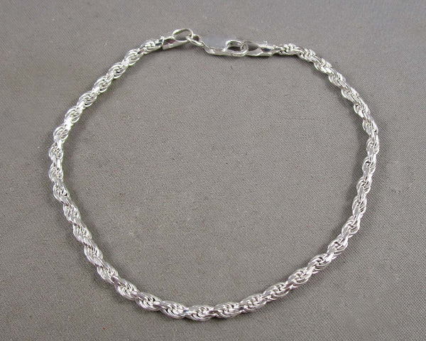 3mm Rope Chain Bracelet Sterling Silver 925 1pc Z020