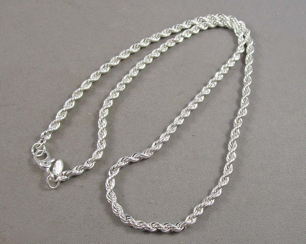 3mm Rope Chain Necklace Sterling Silver 925 1pc Z012-5