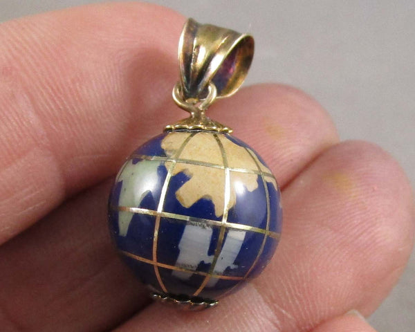 World Globe Pendant 925 Sterling Silver B080-5 (Vintage)