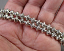 Silver Tone Bali Bi-cone Spacer Beads 7x6mm 7.5" Strand (C037)