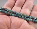 Chrysocolla 4mm Faceted Cube Gemstone Beads C513