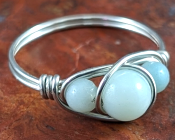 Amazonite Wire Wrapped Ring 1pc (Custom Sizes)