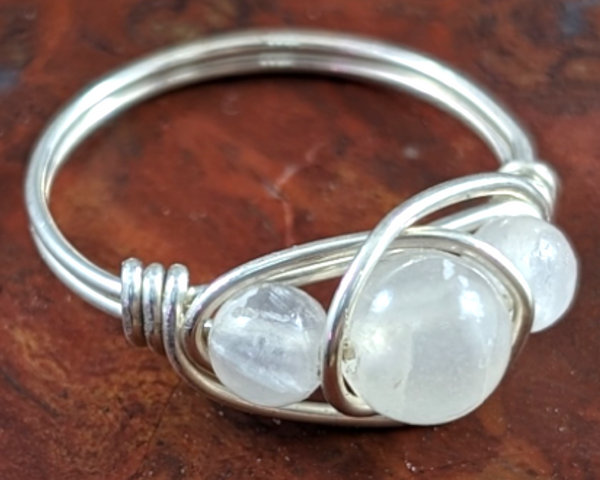 Selenite Wire Wrapped Ring 1pc (Custom Sizes)