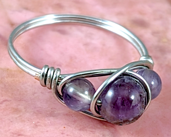 Amethyst Wire Wrapped Ring 1pc (Custom Sizes)
