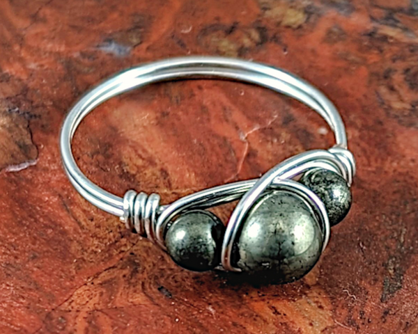 Pyrite Gemstone Wire Wrapped Ring 1pc (Custom Sizes)