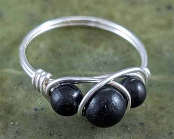 Shungite Wire Wrapped Ring 1pc (Custom Sizes)