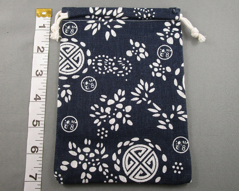 Blue and White Cotton Bag for Gemstones 18x13cm 1pc (3078)