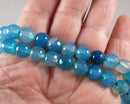 Blue Faceted Agate Beads Round 8mm - 15" Strand (C032)