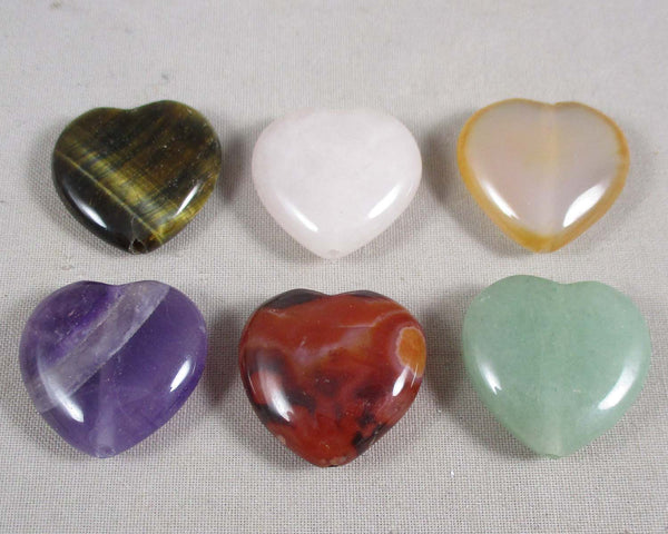 Mixed Stone Heart Beads (Drilled) 25mm 8pcs (C192)