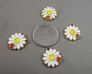 Daisy Flower with Lady Bug Charm Gold Tone Enamel 4pcs (5054)