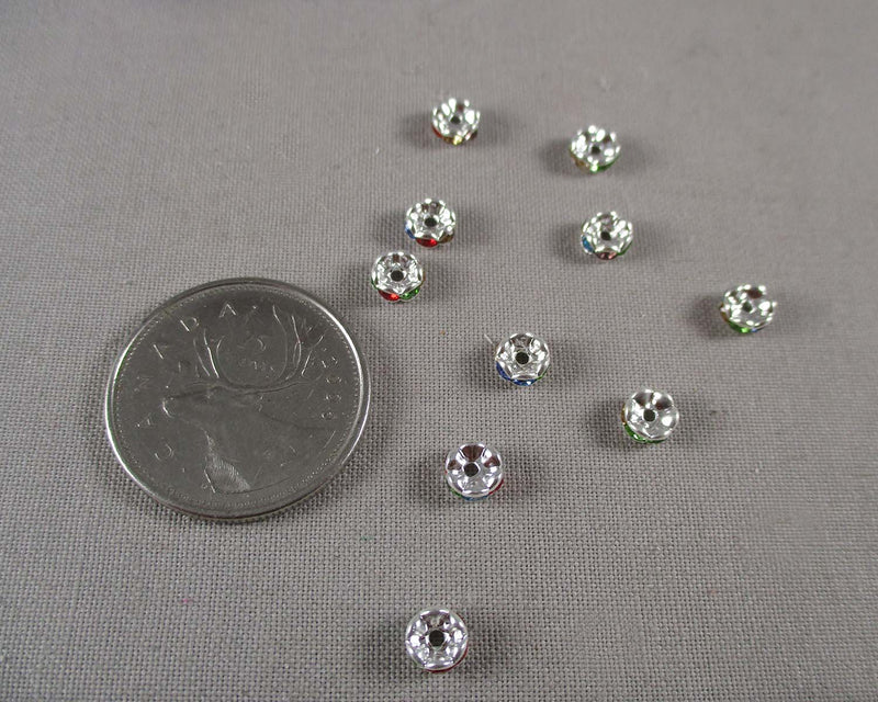 Mixed Color Rhinestone Rondelle Spacer Beads 20pcs (C160)