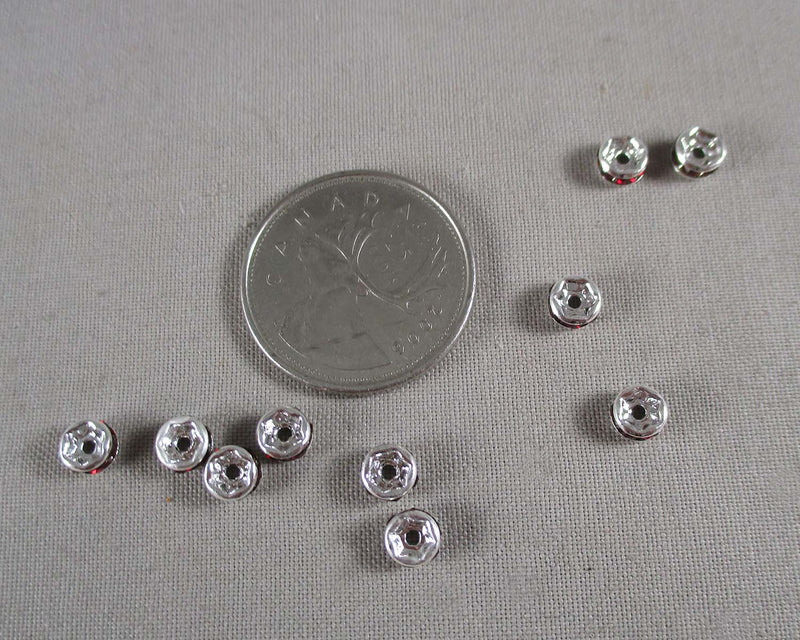Dark Red Rhinestone Rondelle Spacer Beads 20pcs (C161)