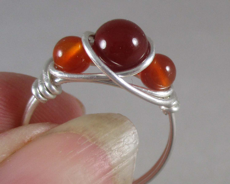 Carnelian Wire Wrapped Ring 1pc (Custom Sizes)