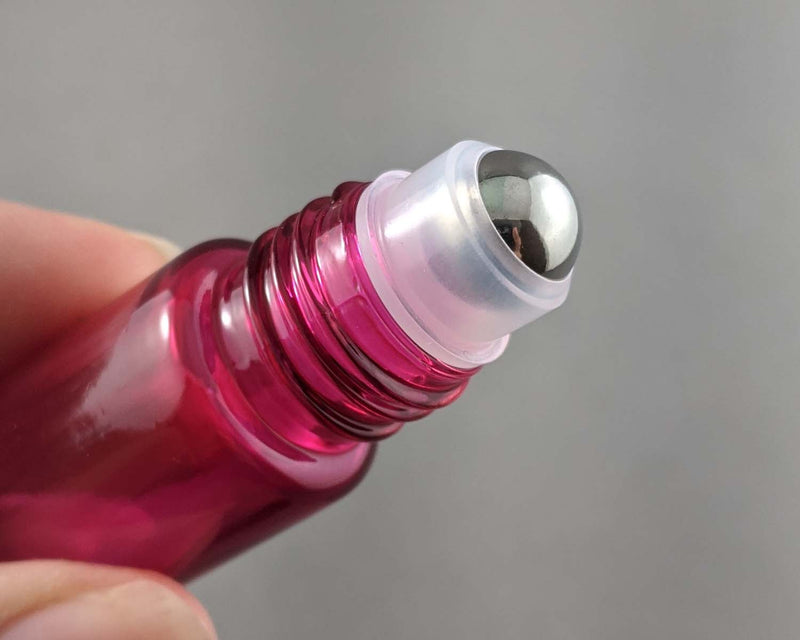 30% OFF!! Glass Roller Bottle for Essential Oil (Pink/Clear) 10ml (1041)