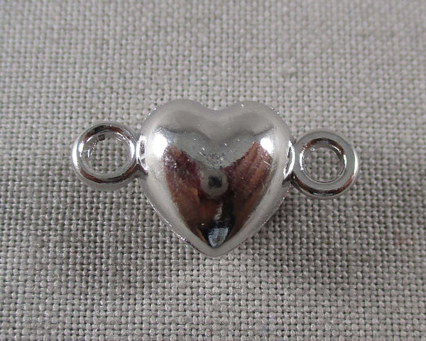 Heart Shape Magnetic Clasps Silver Tone 4 sets (1530)