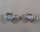 Heart Shape Magnetic Clasps Silver Tone 4 sets (1530)