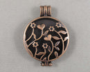 50% OFF!  Red Copper Tone Flowers Diffuser Pendant 1pc 33mm (2375)