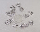 50% OFF! Lotus Flower Charm Silver Tone 14pcs (2042)