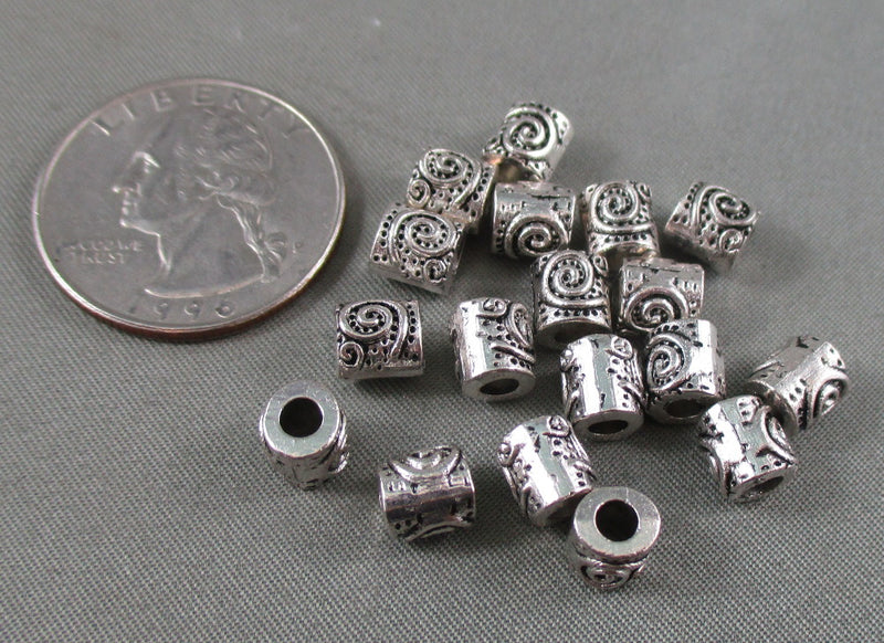 Silver Tone Swirl Spacer Beads 6x6mm 30pcs (C126)