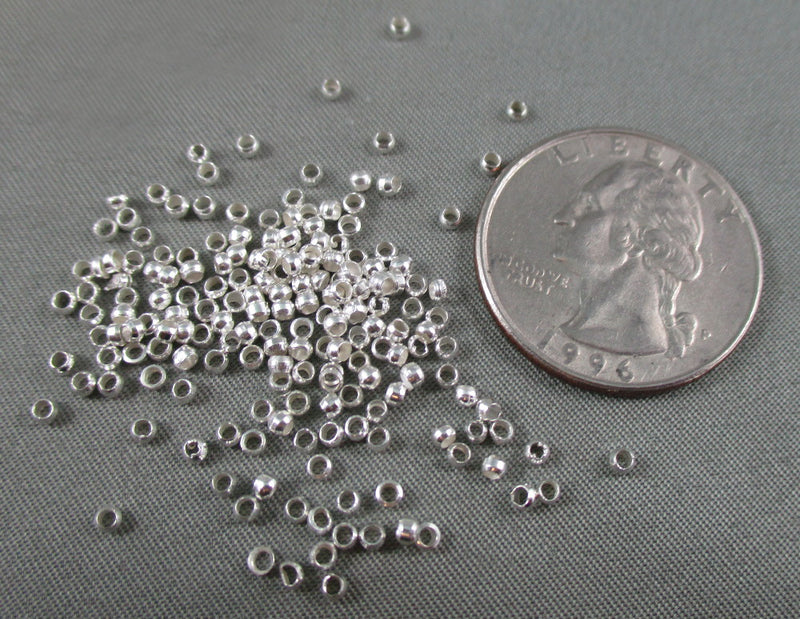 Crimp Beads Silver Tone 2mm 10 grams (1135)