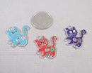 50% OFF!! Cat Charm Silver Tone Mixed Color Enamel 4pcs (0691)
