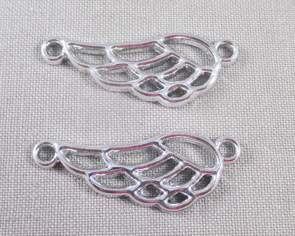 50% OFF!! Silver Tone Wings Links 6pcs (1455)