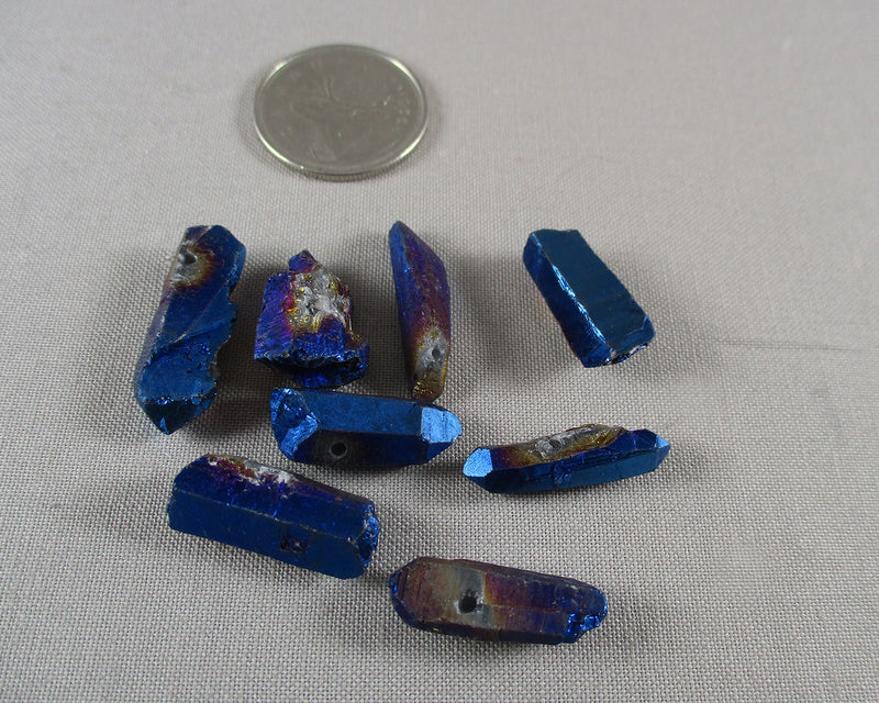 Blue Flame Aura Quartz Crystal Points 5pcs (C111)