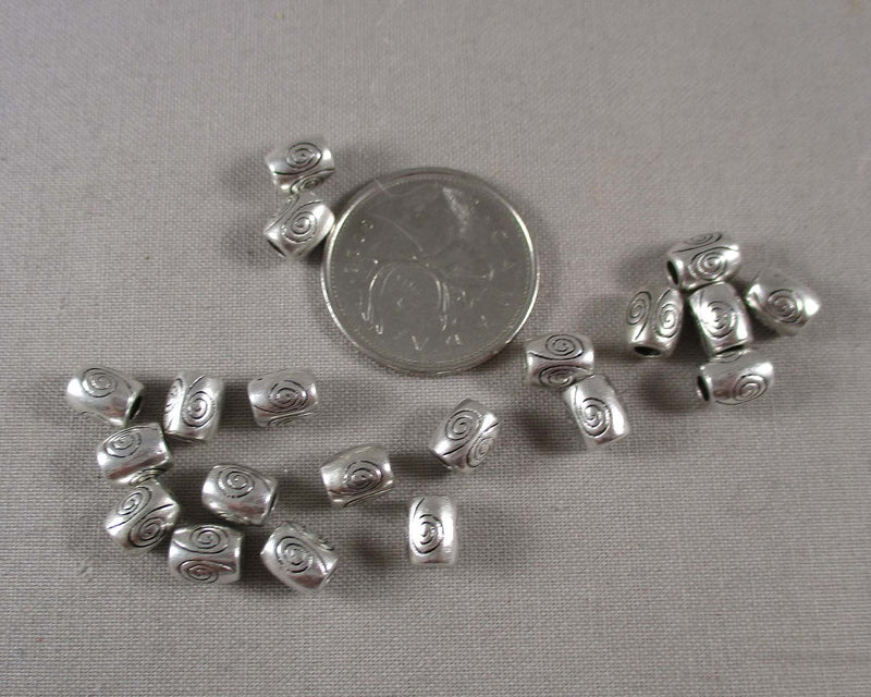 Silver Tone Barrel Spacer Beads 6x7mm 40pcs (C070)