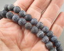 Black Spiderweb Agate Beads 8mm 15" Strand (C081)