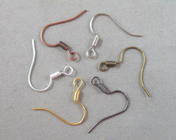 Mixed Color Fish Hook Earrings Brass 60 pairs (G028-2)