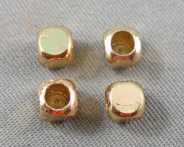Gold Tone Square Spacer Beads Brass 4mm 10pcs (1774)