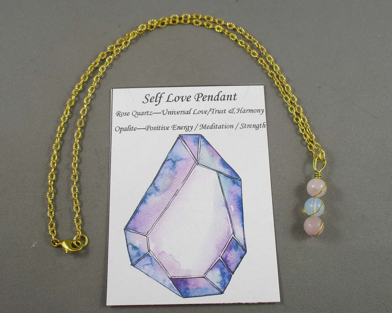 Self Love Gemstone Pendant 1pc (Silver or Gold Chain)