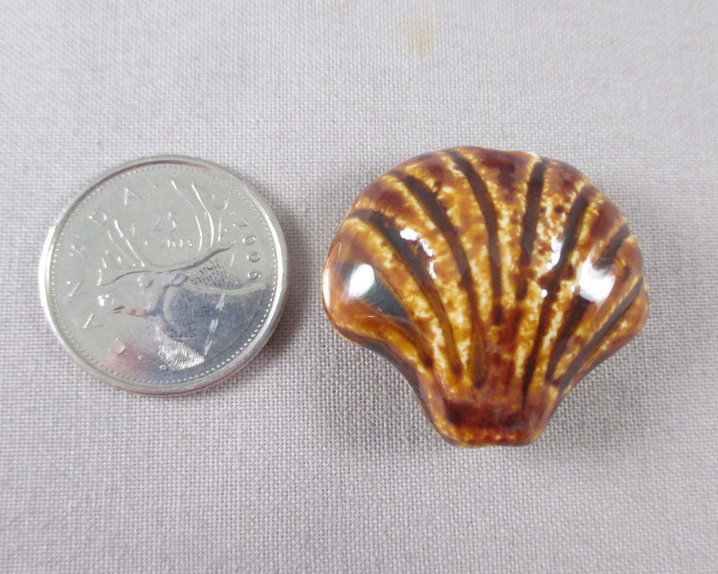 50% OFF!! Sea Shell Bead Brown Porcelain 1pc (0162)