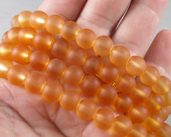 Orange Frosted Glass 8mm Beads 31" Strand (2016)