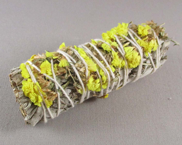 Yellow Sinuata Flower & California Sage Stick 1pc A495