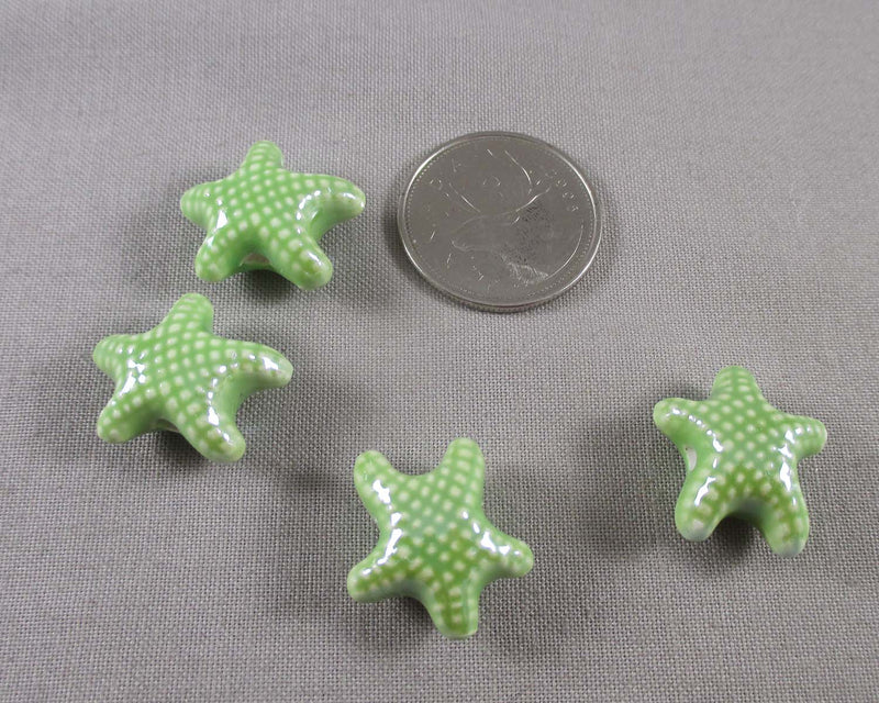 50% OFF!! Starfish Porcelain Beads Light Green 4pcs (1042)