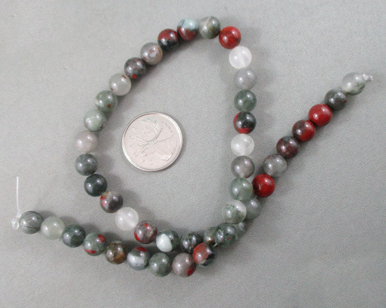 African Bloodstone Beads Round 8mm 15" Strand (C012)
