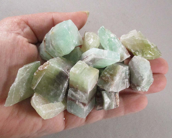 Green Calcite Crystals Raw (Small) 3pcs H129**