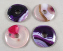 Colored Agate Polished Donut Bead Pendant 1pc (1910)