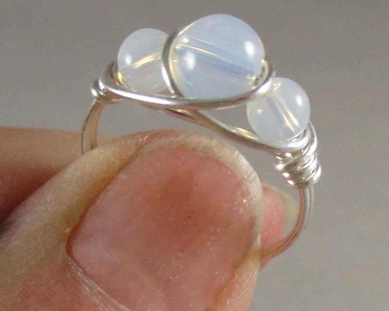 Opalite Wire Wrapped Ring 1pc (Custom Sizes)