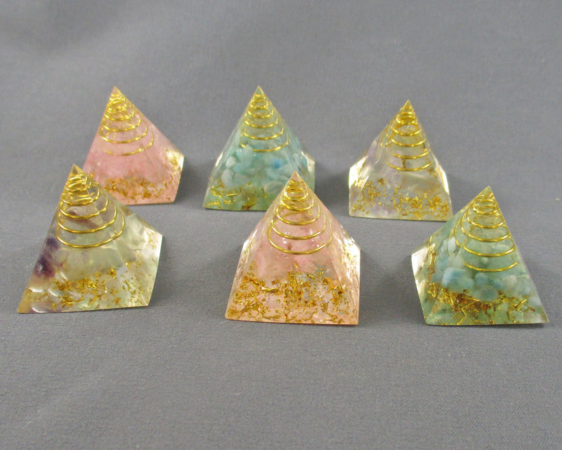Mixed Stone Orgonite Pyramids 1pc J051
